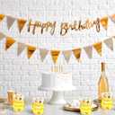 10 Sets Gold and White Happy Birthday Centerpieces for Tables Gold and White Birthday Lantern Boxes with Tea Lights Candles Centerpieces for Table Ideas for Women Men Party Supplies