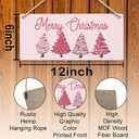 Merry Christmas Pink Christmas Tree Xmas Hanging Wooden Signs 12x6, Pink Xmas Wall Decor, Merry Xmas Sign, Hanging Sign, Tree Wall Decor