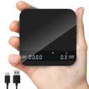 Coffee Scale with Auto Timing, Mini Rechargeable Espresso Scale with Timer, 2kg/0.1g High Precision Scale for Espresso and Pour-Over Coffee with Brewing Assist Modes