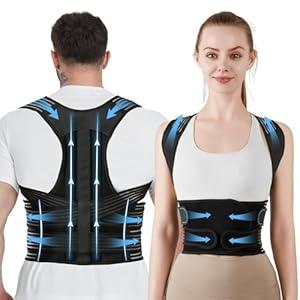 Posture Corrector for Women and Men, Back Support Brace for Neck Shoulder & Upper and Lower Back Pain Relief, Invisible Adjustable Lightweight Posture Corrector Under Clothes(Black, Medium) (M (Waist 30.70"-37.79"))