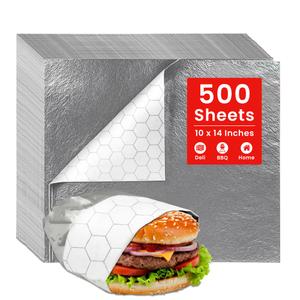 500 Sheets - Sandwich Wrapping Paper Sheets With Foil Backing - Burrito Wrappers Sandwich Paper Wrap - Food Wrapping Deli Wraps - 10.5 x 14 Inches