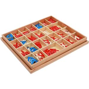 Wood - Small Movable Alphabet (Red & Blue) Adena Montessori Letter Materials Educational Tools Preschool Early Learning Words Toys