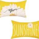 ONWAY Spring Summer Lumbar Pillow Covers 12x20 Inch Farmhouse Daisy Throw Pillowcase Sunshine Bloom Yellow Decorative Cushion Case for Sofa Couch Home Bed Set of 2