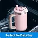 40 oz Tumbler Flip Straw Lid Replacement for Stanley Quencher, 2PCS Spill Proof Tumbler 40oz Replacement Lid for Stanley Cup(Pink 2 Pack)