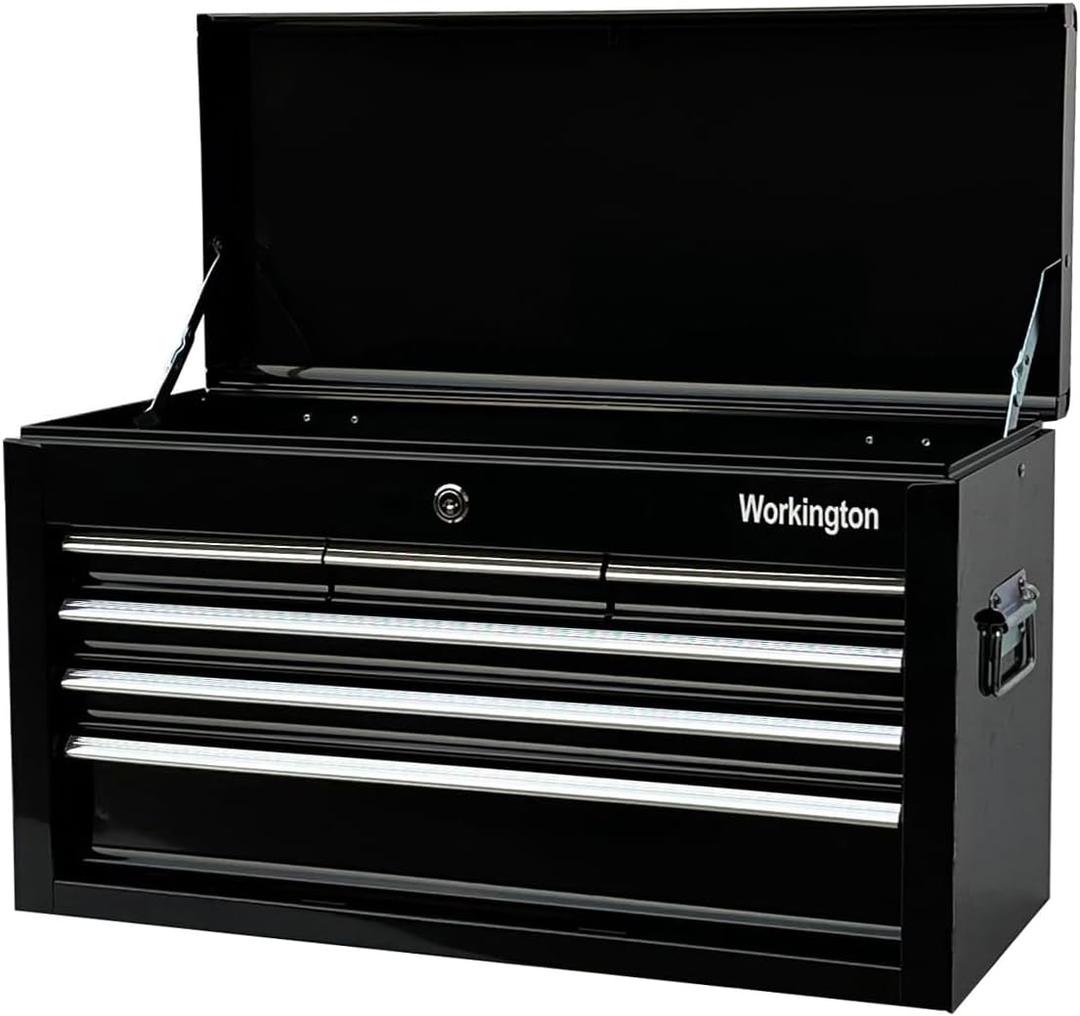 Workington Portable Metal Tool Chest with 6 Drawers, 24" 6-Drawer Tool Chest Cabinet with Ball Bearing Drawer Slides, Steel Tool Storage Box Organizer 4005 Black