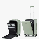 Hanke Grace Hard Shell Suitcases with Wheels,20 Inch Carry On Luggage Airline Approved with Aluminum Frame, Travel suitcase with Front Pocket Travel Luggage for Short Business Trips, Bamboo Green.