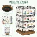 EsLuker.ly Rotating Earring Display Holder Stand for Vendors Events Selling, Large Capacity 64 Hooks Jewelry Rack with Wooden Base for Earring Card Sales, Enhances Retail Display Visibility