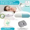 Ear Piercing Pillow with Foam Plug for Side Sleepers-Ear Pillow with Off Center and 4.7"X3.2" Large Ear Hole for Ear Pain/CNH, Soft CertiPUR-US Memory Foam, Cooling Removable Cover, Travel 16"X11"X4''