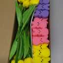 ORIENTAL CHERRY Easter Decorations - Easter Peeps Decor - 15 Artificial Tulips with 45 Bunnies Vase Filler Set, Spring Home Indoor Decoration Centerpieces for Tables