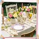 NatNarr 48 Pcs Floral Tea Party Paper Plates, 9 inch Disposable Vintage Paper Plates Garden Party Decoration for Birthday Baby Shower Bridal Wedding