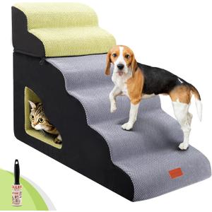 LOOBANI Dog Stairs for High Bed, 30 Inch Height 6 Steps Soft Foam Spliced Dog Steps for Bed, Non-Slip Sturdy Pet Stairs, Ramp for Small, Older Pets - Grey 6 Tiers