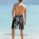 Goodstoworld Men's Funny Swim Trunks with Compression Liner 2 in 1 Quick-Dry 9" Stretch Shorts with Three Pockets (Black, XXL)