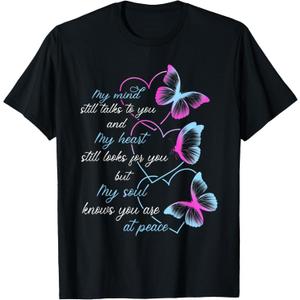 Memorial For Women Men Butterflies Mom Dad Husband Wife T-Shirt, XL 