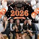 Black and Orange Class of 2026 Banner, Large Congratulations Banner Backdrop, Graduation Party Decorations 2026 for Indoor, Outdoor, High school, College Congrats Grad Celebrations Supplies