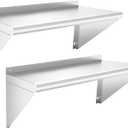 Stainless Steel Shelf 12" x 24" - 2 Pack 250 lb Wall Mounted Commercial Stainless Steel Shelves Metal Shelving for Restaurant, Bar, Utility Room, Kitchen and Garage (2 Piece Set)