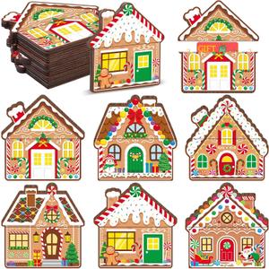 Capoda 6 Pcs Christmas Gift Card Holders  Gingerbread House Wooden Money Holder, Holiday Cash Envelopes, Gingerbread Gift Box Design for Xmas Party Decor & Stocking Stuffers