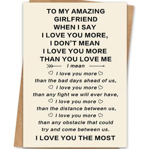 2 x I Love You More Valentines Day Card for Girlfriend, Valentine's day Gifts for Girlfriend (BT-144)