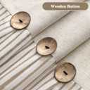 Farmhouse Shower Curtain Linen Beige Button Woven Fabric Country Rustic Western, Pleated Beige Stripe 72" W x 78" L