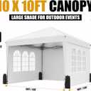 10x10 Pop Up Canopy Tent with Sidewall, Commercial, White