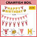 Crawfish Boil Birthday Party Decorations,Glitter Gold Happy Birthday Banner with Hanging Swirls for Lobster Seafood Boil Themed Party Decor Supplies