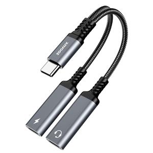 USB C Splitter, ZOOAUX Dual Headphone and Charger Adapter,2-in-1 Type C Audio Dongle Cable with PD 60W Fast Charging Support Call Music for Pixel 4 3 XL,Galaxy S22 S21 S20+ S20 Note 20 10,Xperia