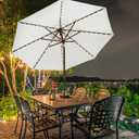 EliteShade USA 10-Year-Non-Fading 9ft Market Patio Umbrella, Commercial Grade Table Sun Umbrella with 80 Solar LED Lights, Crank Open, Windproof & UPF 50+ UV Protection for Garden, Deck, Pool, Backyard, White