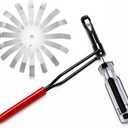 10mm Jam Nut Value Adjustment Tool, Angled Feeler Gauge16 Blades,Slotted Valve Adjusting Stud,Valve Guiding Removal Tool for Positioning for Honda/VTEC/Toyota/Nisan/Mit-su/Ma-zda Vehicle