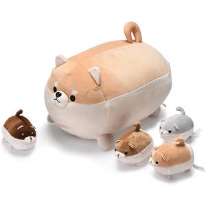 Corgi Stuffed Animals with Babies Inside - 14 inch Mommy and 4 Baby Puppies Plush for Imaginative Play - Soft Cuddly Companion for Kids - Stuffed Animals for Girls Ages 3 to 8 Years