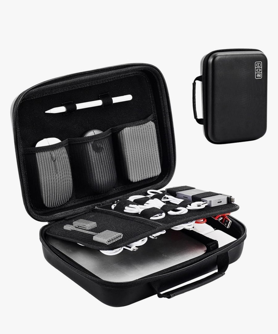 ProCase Hard Travel Electronic Organizer Case for MacBook Power Adapter Chargers Cables Power Bank Apple Magic Mouse Apple Pencil USB Flash Disk SD Card Small Portable Accessories Bag