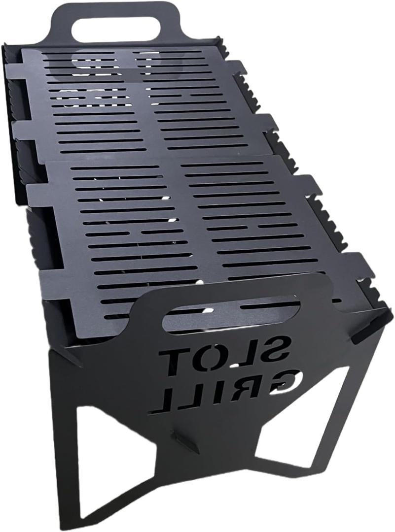 Foldable slot barbecue grill, portable steel barbecue stove, 20inch large baking tray, no tools required for immediate assembly, suitable for camping, picnics, travel, parties, and outdoor use.