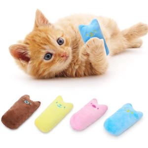 Nobleza Kitten Toys for Indoor Cats, 4 Pack Catnip Cat Teething Chew Toys with Crinkle Paper, Soft Plush Interactive Toy Funny Cute Birthday Gift for Kitty Kicking & Playing, Brown/Blue/Pink/Yellow