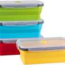Collapsible Food Storage Containers with Airtight Lid, 40.5 oz, Large Kitchen Stacking Silicone Collapsible Meal Prep Container Set for Leftover, Microwave Freezer Dishwasher Safe, 4 Colors, Set of 4