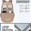 LIGHT FLIGHT Travel Laptop Backpack Women, 15.6 Inch Laptop Backpack with USB Charging Hole, Water Resistant College Bookbag, Black Computer Backpacks for Work, Champagne
