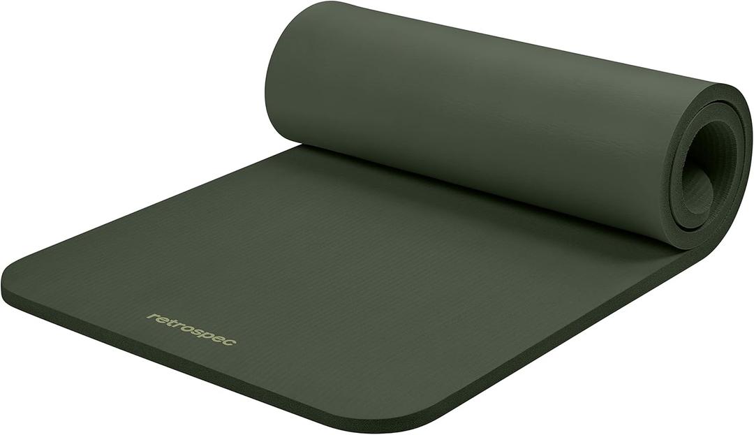 Retrospec Solana Yoga Mat 1" Thick With Nylon Carry Strap for Men & Women - Non Slip Exercise Mat for Home Yoga, Pilates, Stretching, Floor & Fitness Workouts (Wild Spruce)