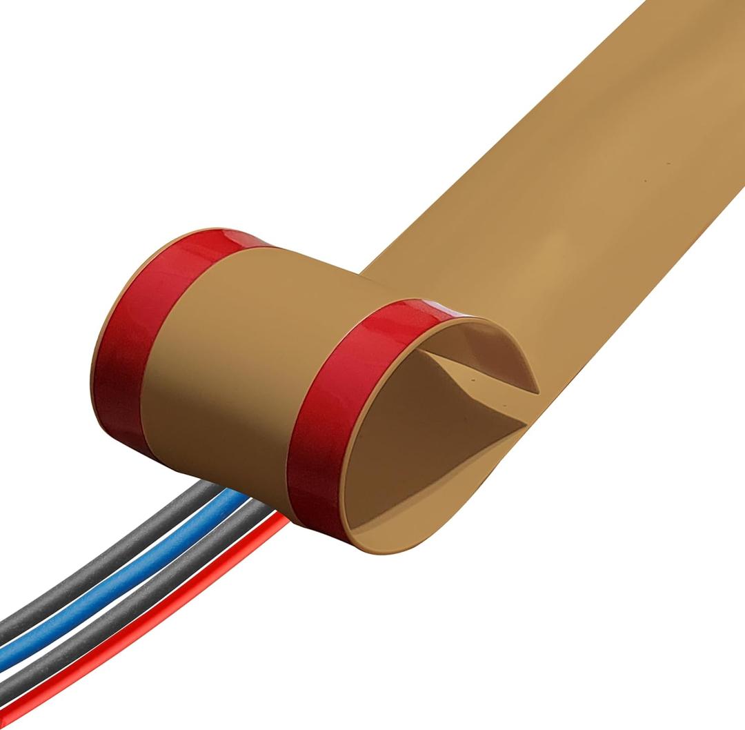 Rubber Bond Cord Covers for Wires on Floor - 6"x48" Self-Adhesive Rubber Cable Hider Floor Strips - Cable Management Wire Covers for Floor - Low Profile Cord Hider and Protector - Brown Cable Covers