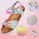 Torotto Toddler Kids Sandals Boys Girls Cork Footbed Sandals with Adjustable Buckle Casual Slides Open Toes Flat (11 Little Kid, Lhj396/Rainbow)