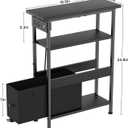 Creso hom Narrow Side Table with Charging Station and LED Light, Small End Table with 1 Fabric Drawer, Skinny Nightstand with USB Ports & Type-C, Slim Side Table for Bedroom, Living Room, Black