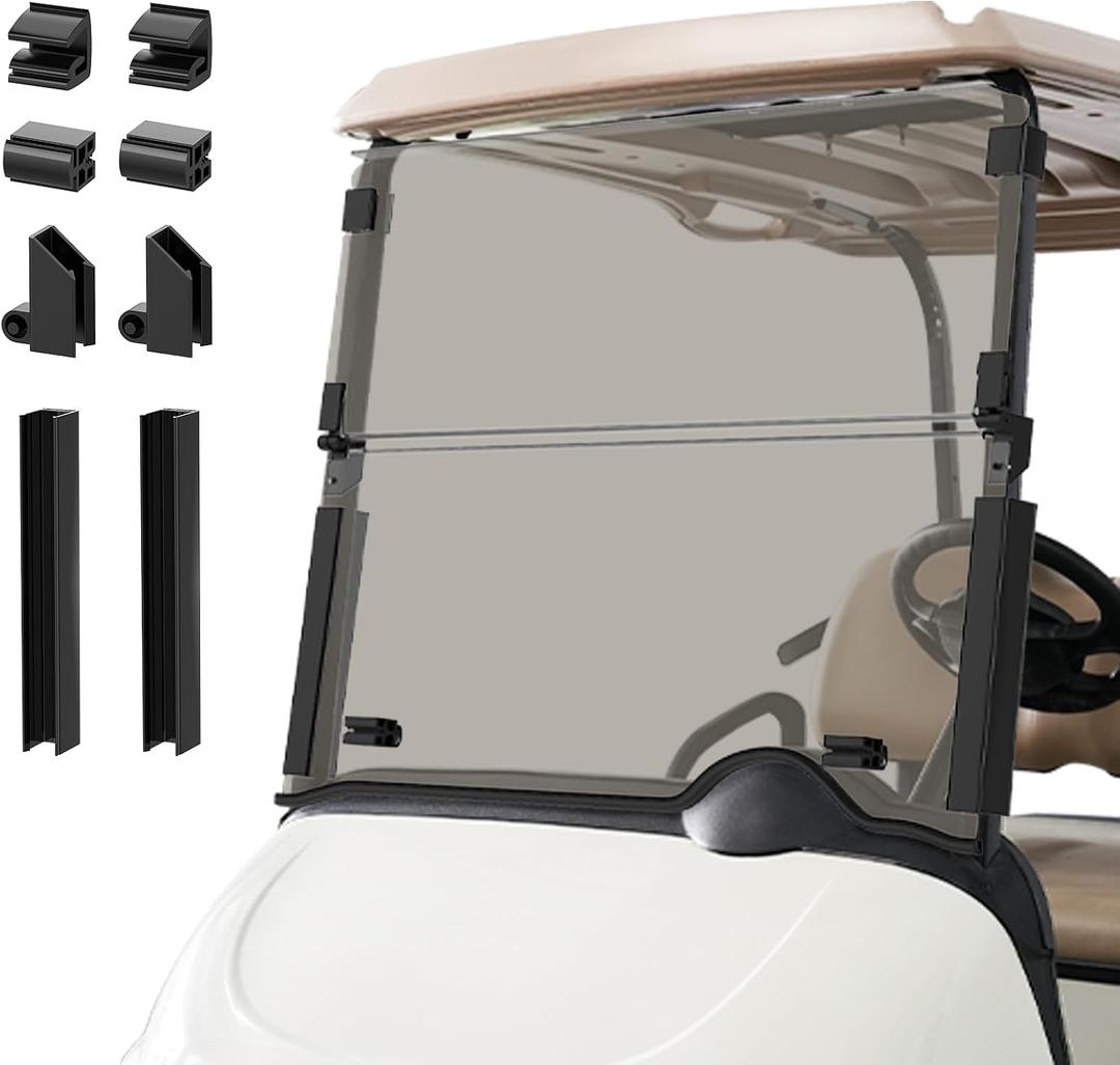 DRIVE UP Golf Cart Windshield, EZGO Golf Cart Windshield Fits for RXV 2008-Up Gas and Electric Golf Carts, Tinted Upgraded Windshield Foldable Impact Resistant and Anti-UV Protection