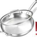 Inqibee 14-Inch Tri-Ply Stainless Steel Large Skillet with Lid,Large Frying Pan with Helper Handle,Jumbo Cooker,Induction Pan,Heavy Duty and Dishwasher Safe
