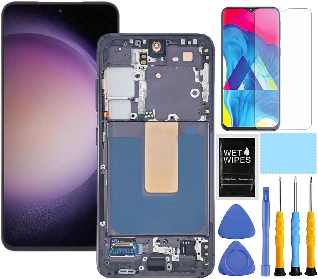 Only for US Version AMOLED for Samsung Galaxy S23 5G Screen Replacement with Frame for Samsung S23 SM-S911u S911a S911w LCD Display digitizer Touch Screen Assembly with Tools Black