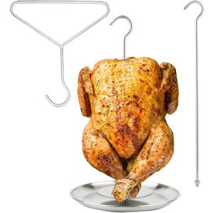 Stainless Steel Turkey Fryer Rack Kit for Thanksgiving Turkey Roasting Stand Replacement Parts Chicken Rack Roaster with Lifter Hook, Holder Base for Deep Fry Pot