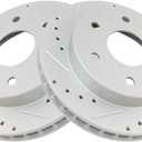 2pcs Disc Brake Rotor Set Assembly Front Left Driver and Right Passenger Side Cast Iron Drilled and Slotted G-Coated 6-Stud Hole Quantity PRT1453 BRA74701 BR5569