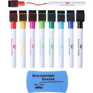 Mr. Pen- Magnetic Dry Erase Markers, 8 Pack with Eraser, Magnet, Fine Tip Dry Erase Pens (Assorted Colors)