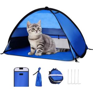 Beach Sun Shelters, Instant Sun Shade Canopy Head PopUp Canopy Automatic Shade Tent for Camping, Portable Windproof Waterproof with Mobile Phone Stand with Tent Nails, with Breathable Mesh, 70cm (Blue-Breathable -27.5in)