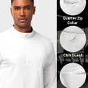 MIER Mens Quarter Zip Pullover Fleece Lined Dry Fit Golf Shirt | Moisture Wicking, Quick Dry, 4-Way Stretch, Reflective Details, Running Athletic Workout Gym, Midweight (White, S)