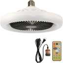 socket fan light Plug in Ceiling Fan With Light and Remote Control Comes with 9.84ft Plug Cable,Enclosed Small Screw in Ceiling Fan In Light for Suitable for kitchens, restaurants, storage rooms