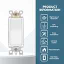 Thunderway 3 Way Decorator Light Switch- Electrical Rocker Paddle Wall Switch, 15 Amp 120V/277V Modern On and Off Switches, Residential Grade, UL Listed, Matte White10 Pack