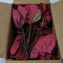 Alupssuc 16 PCS Poinsettia Christmas Flowers Artificial, Glitter Magnolia Poinsettia Flowers Artificial, Sparkling Christmas Decorations for Xmas Tree Party Wreath Fireplace, Burgundy