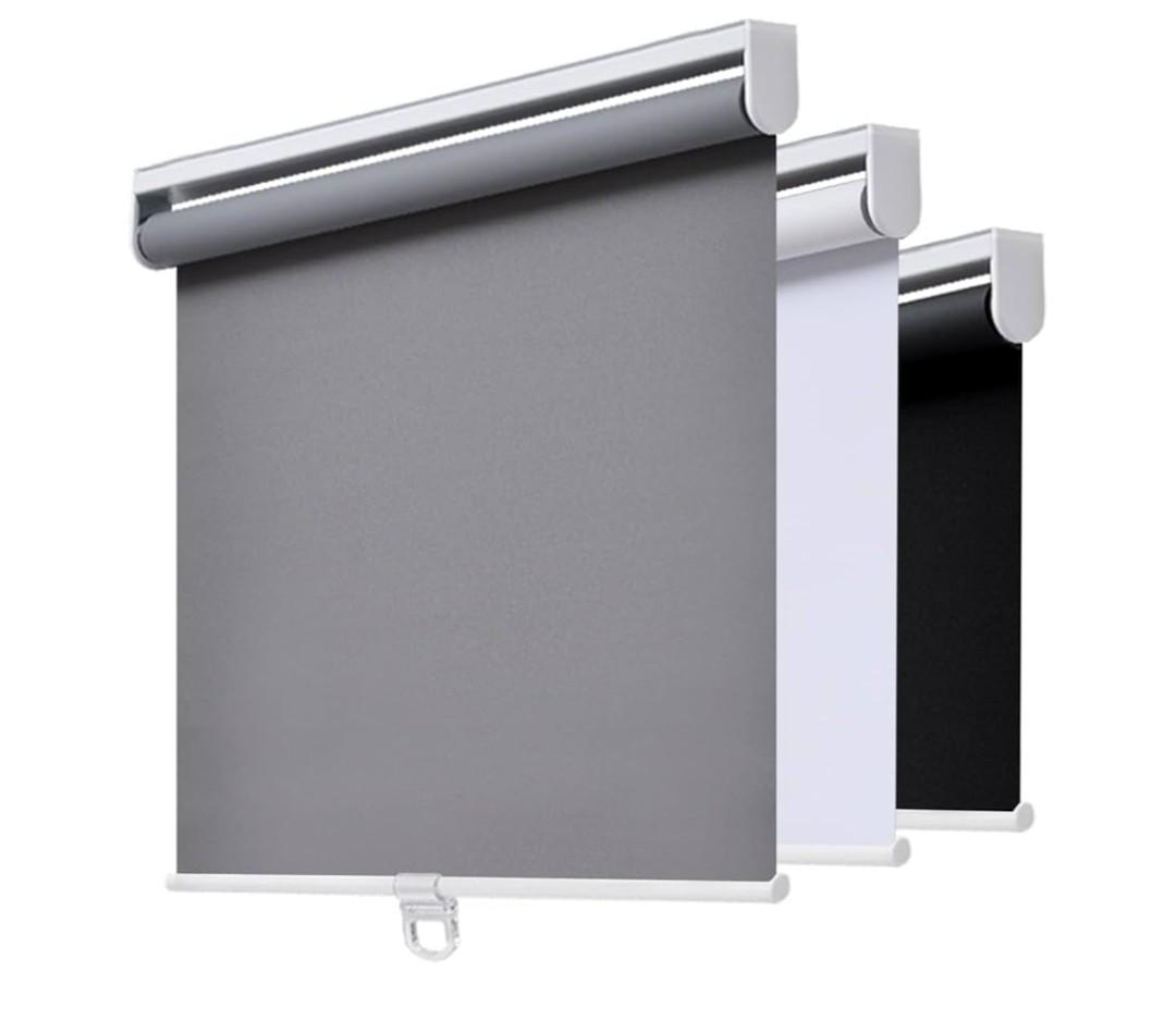 AOSKY Cordless Roller Shades Blackout Blinds for Windows Room Darkening Rolled Up Shades with Spring System, UV Protection Window Shades Door Blinds for Home and Office