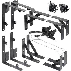 Fence Gate Kit Gate Hardware, 2 Set Anti Sag Gate Kit Heavy Duty No Sag, Anti Twist Gate Frame Corner Brackets Kit Withstand 150 lbs, Gate Hardware Kit for Wood Fence Gate